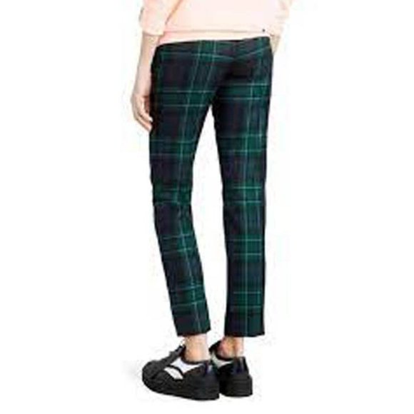 NWT Auth Burberry rtl $1300 Hanover green blue plaid wool ankle pants US 4 UK 6 - Picture 4 of 6